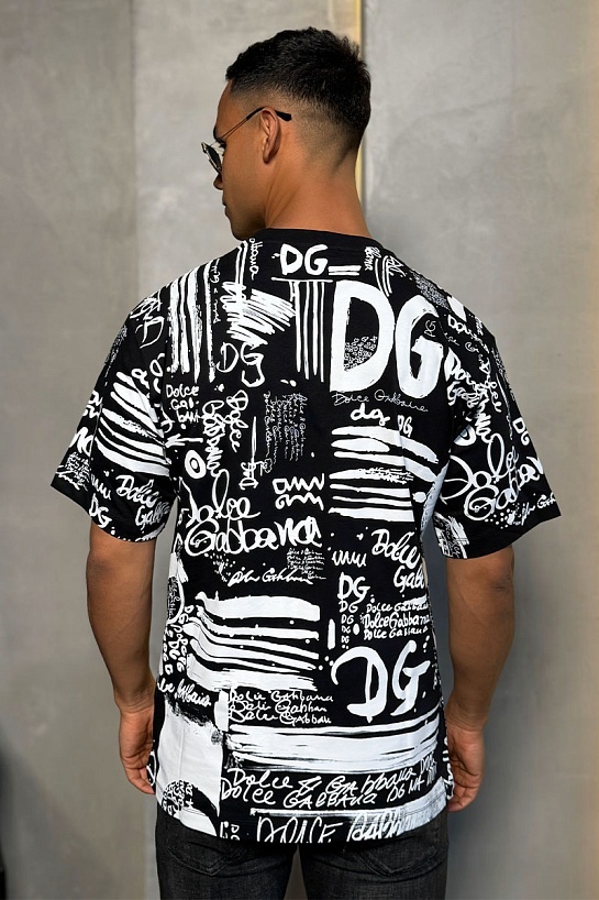 Чёрная оверсайз футболка Dolce & Gabbana graffiti-print