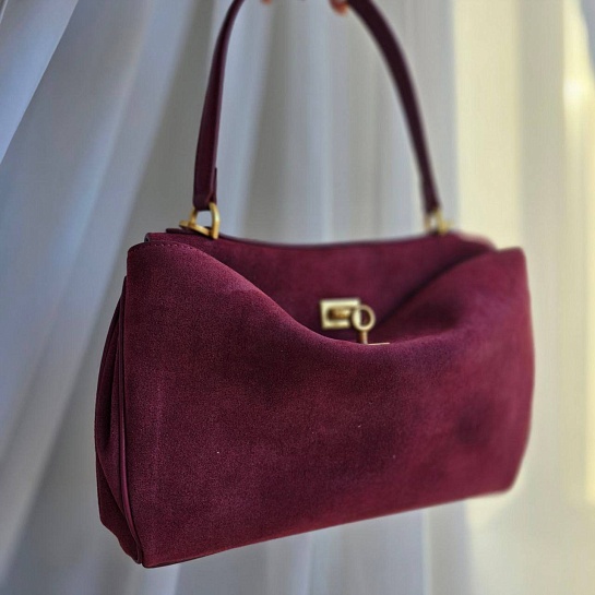 Замшевая сумка Balenciaga Rodeo 28x20 см - Cherry