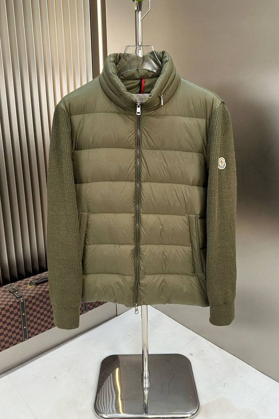 Мужская вязаная куртка Moncler logo-patch - Khaki