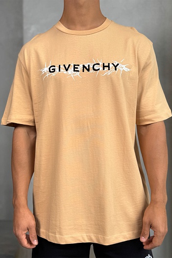 Бежевая оверсайз футболка Givenchy Barbed Wire-print   