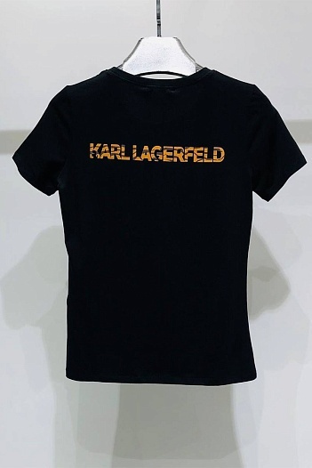 Женская брендовая футболка Karl Lagerfeld чёрного цвета   