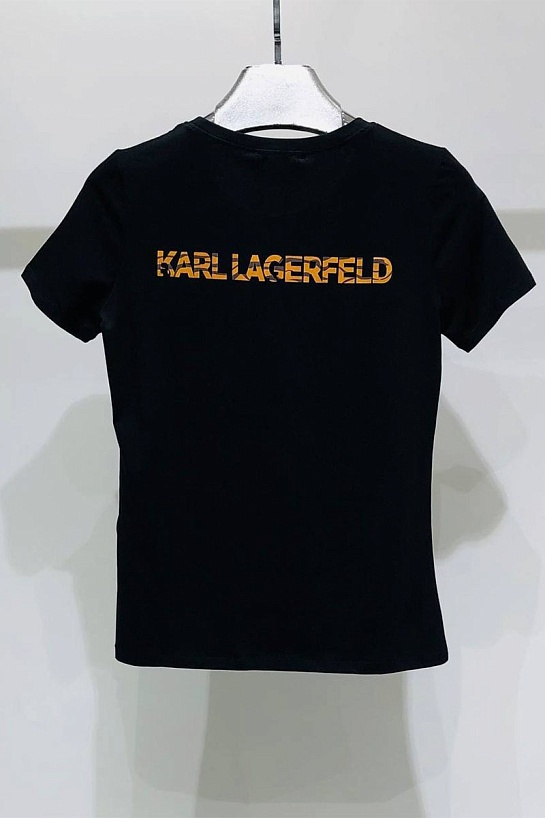 Женская брендовая футболка Karl Lagerfeld чёрного цвета