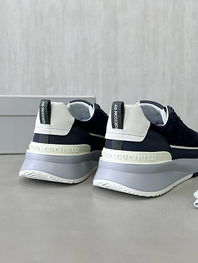 Замшевые кроссовки Brunello Cucinelli Premium - Navy   