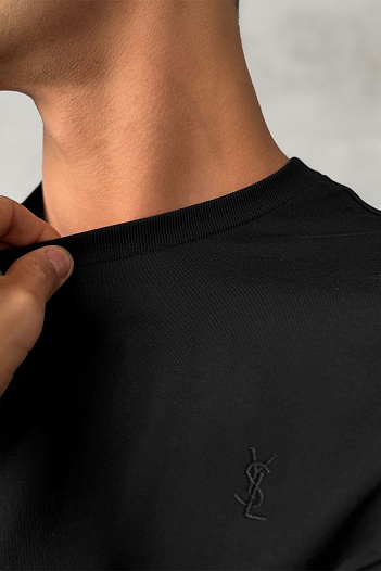 Мужская футболка Yves Saint Laurent logo-embroidered - Black   