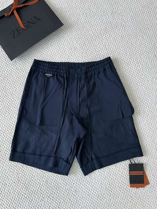 Льняные шорты тёмно-синего цвета Zegna premium