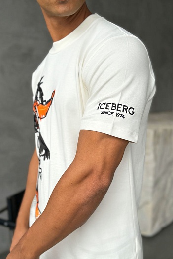 Мужская белая футболка Iceberg x Looney Tunes   