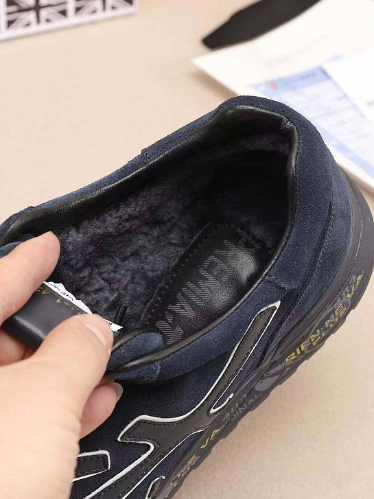 Замшевые кроссовки с мехом Premiata low-top - Navy