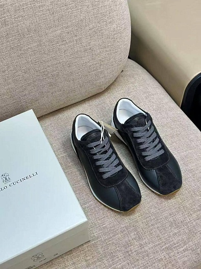 Женские комбинированные кроссовки Brunello Cucinelli low-top premium   