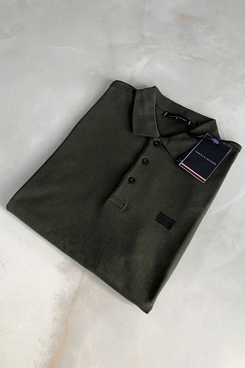 Классическое мужское поло Tommy Hilfiger тёмно-зелёного цвета   