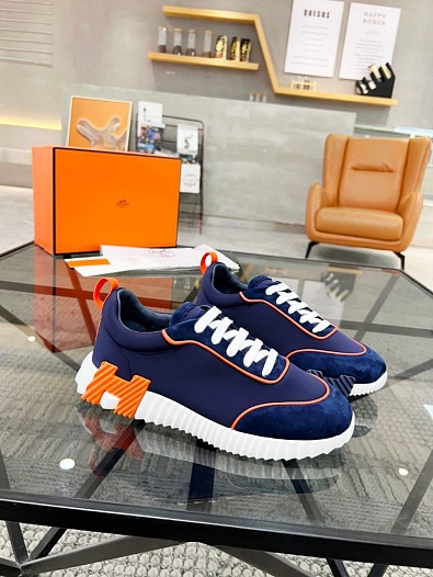 Мужские замшевые кроссовки Hermes Bouncing - Blue   