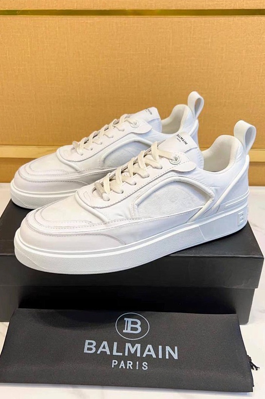 Комбинированные кроссовки Balmain белого цвета