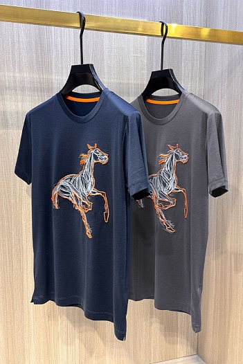 Мужская серая футболка Hermes Premium   