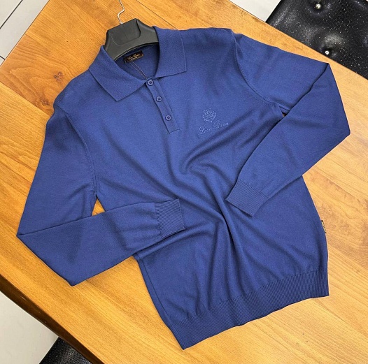 Поло с длинным рукавом Loro Piana цвета индиго   