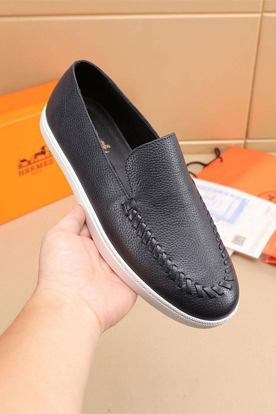 Мужские кожаные лоферы Hermes Julian - Navy