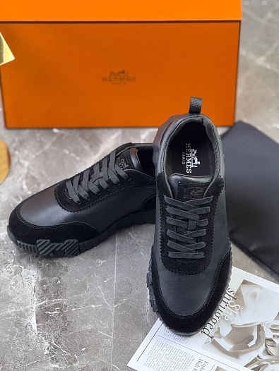 Комбинированные кроссовки Hermes Bouncing - Black   