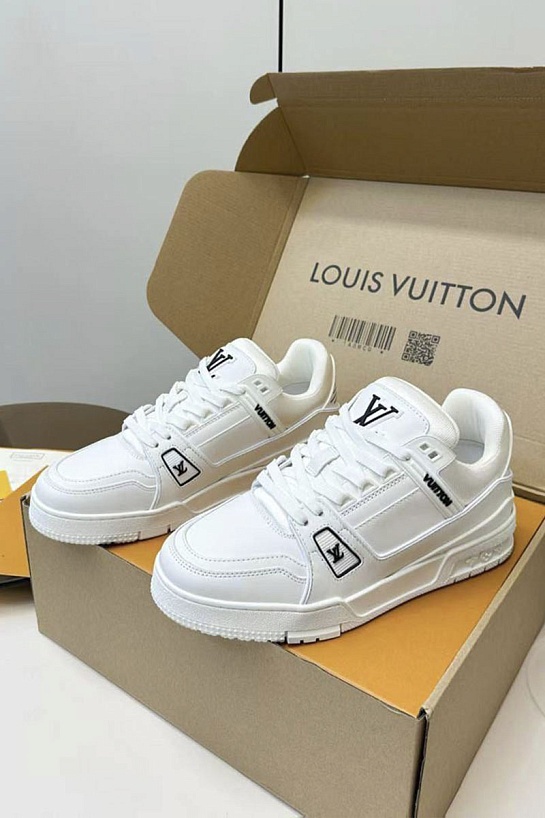 Женские кожаные кроссовки Louis Vuitton Trainer premium - White