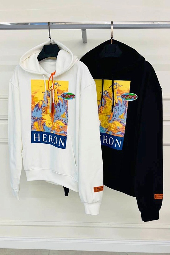 Чёрное мужское худи Heron Preston heron-print