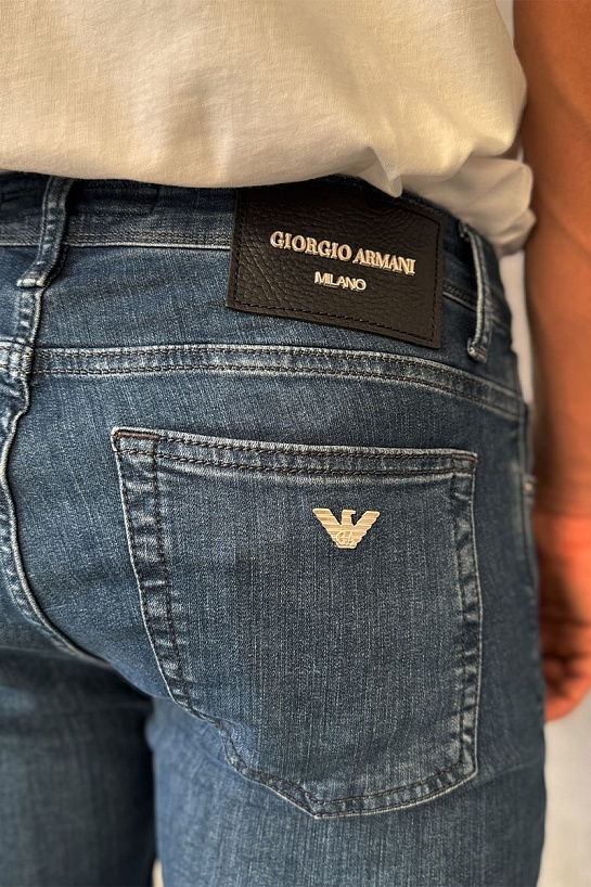 Мужские джинсы синего цвета Giorgio Armani regular fit