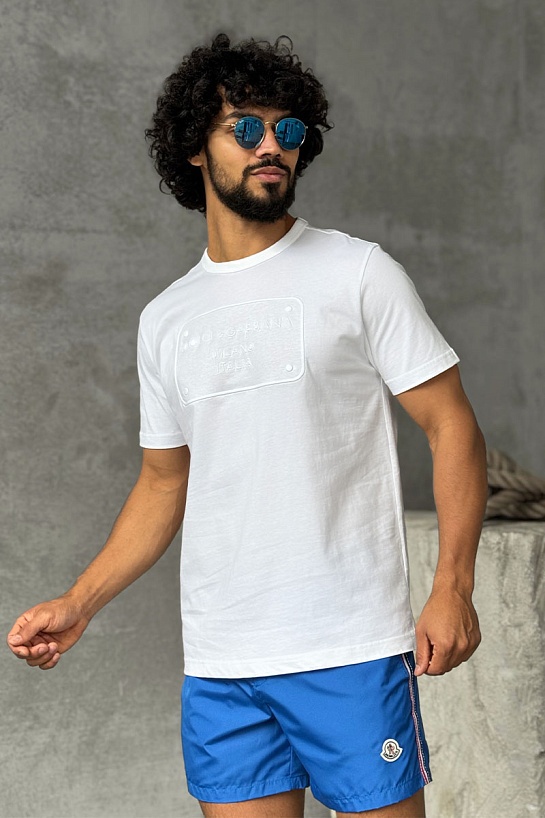Белая футболка Dolce & Gabbana Milano Italia logo-embossed