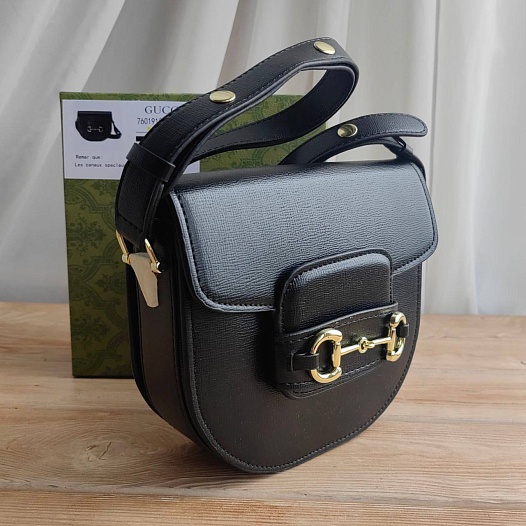 Женская сумка Gucci Horsebit 1955 mini 19x18 см - Black   