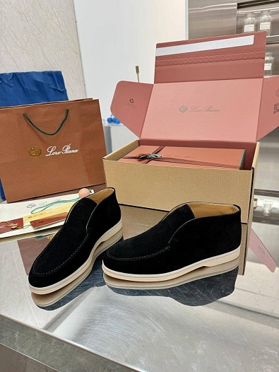 Женские замшевые лоферы Loro Piana premium - Black   