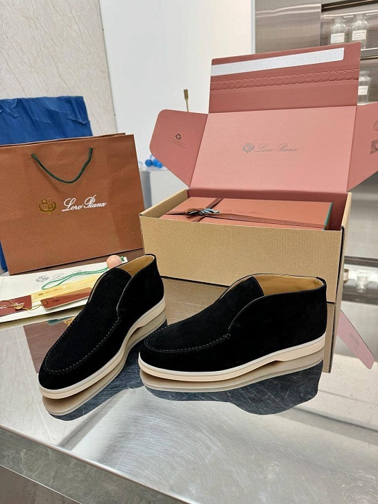 Женские замшевые лоферы Loro Piana premium - Black