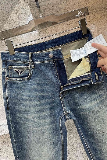 Мужские джинсы Prada logo-plaque - Blue   