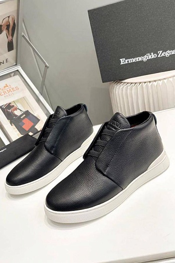 Кожаные кроссовки Zegna Triple Stitch high-top   