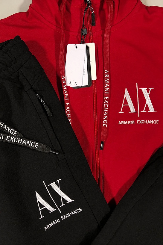 Мужской красно-чёрный костюм Armani Exchange
