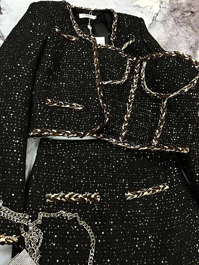 Чёрный женский костюм тройка Chanel   