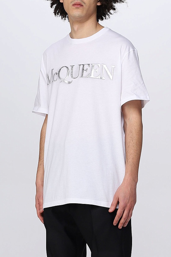 Мужская футболка Alexander McQueen белого цвета