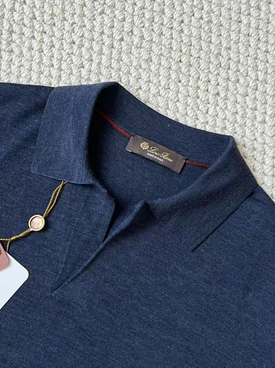 Поло с длинным рукавом Loro Piana Premium - Flower Hide Blue   