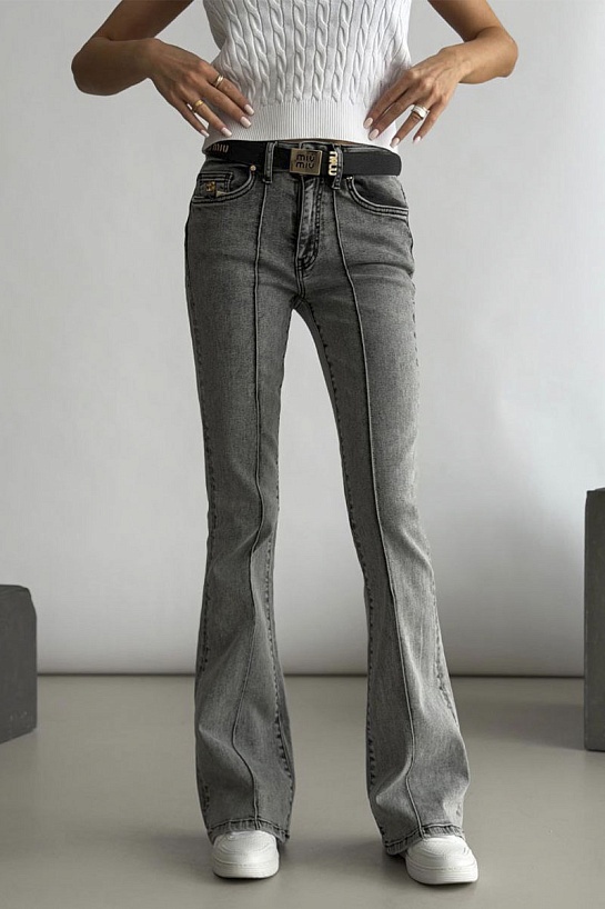 Синие женские джинсы клёш MIU MIU premium