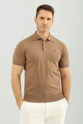 Мужское бежевое поло Brunello Cucinelli premium   