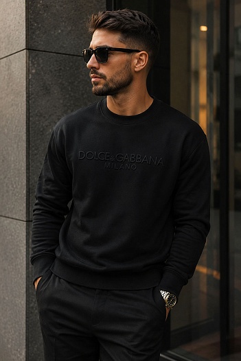Чёрный мужской свитшот Dolce&Gabbana embossed logo   