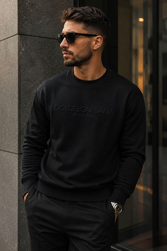 Чёрный мужской свитшот Dolce&Gabbana embossed logo