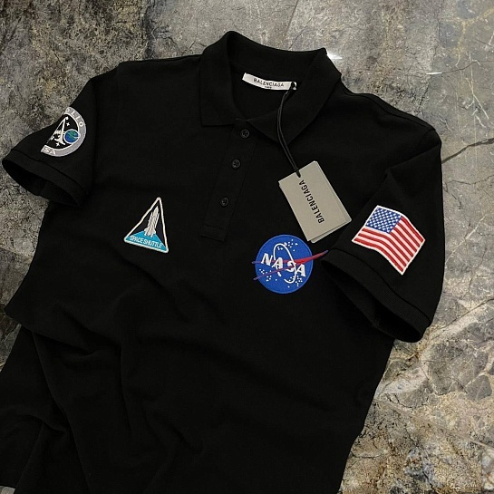 Мужское поло Balenciaga NASA multi-patch
