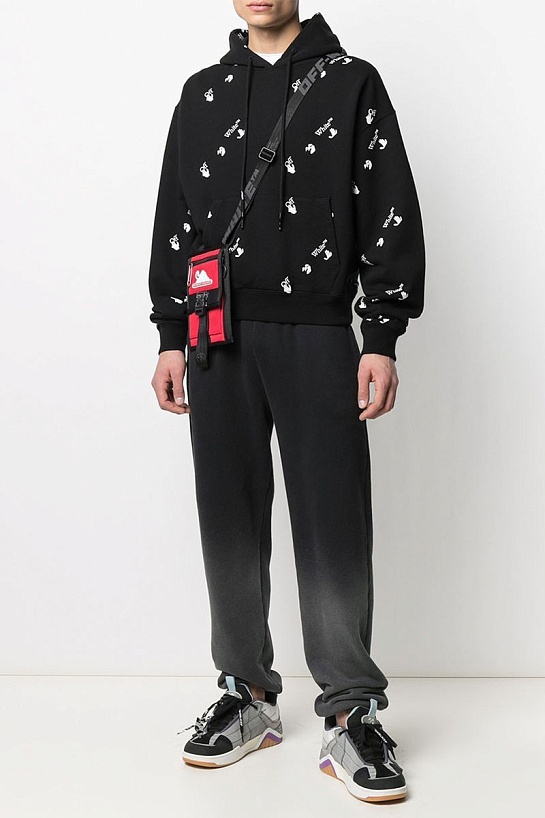 Мужская чёрная кофта Off-White logo all-over