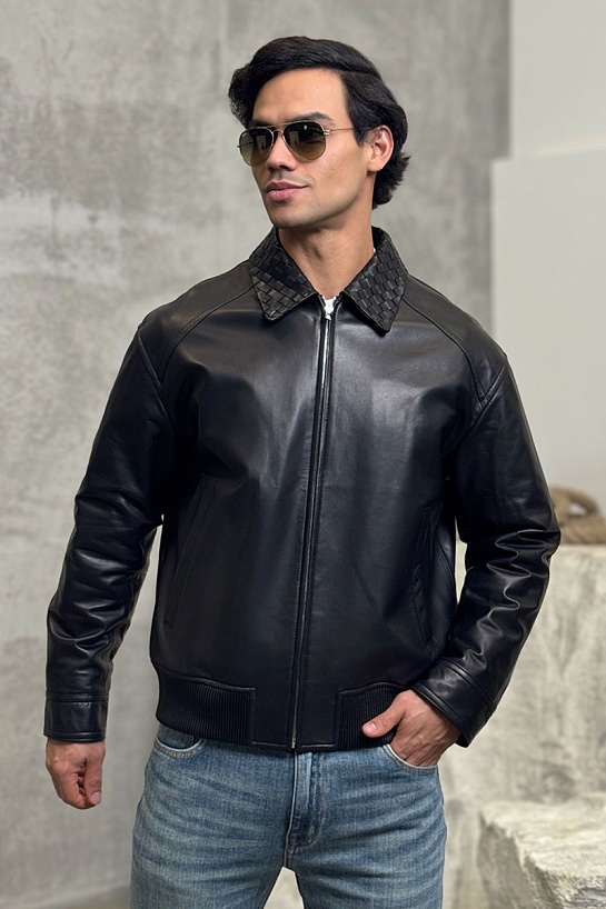 Мужская кожаная куртка Bottega Veneta premium