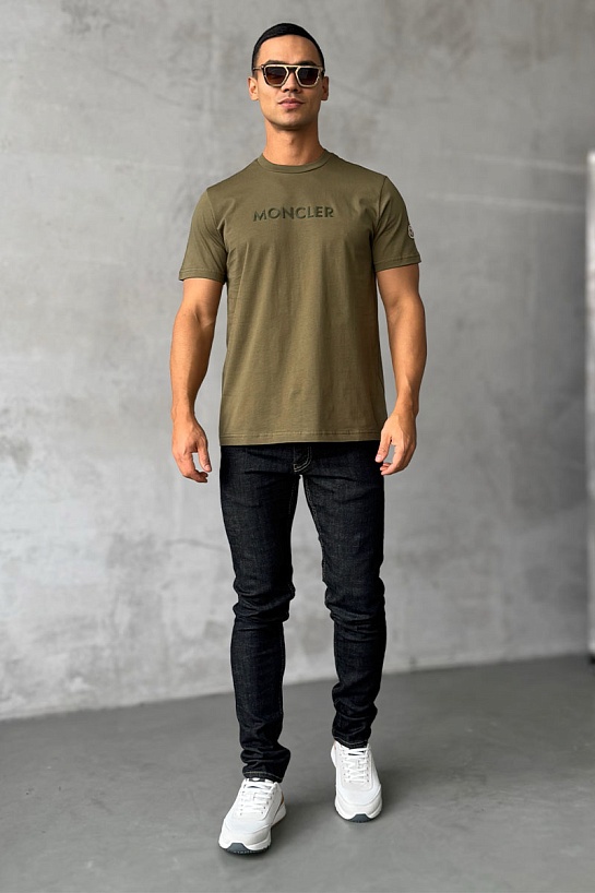 Мужская футболка Moncler logo-patch - Khaki