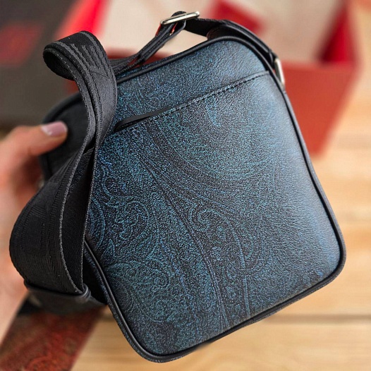 Кожаная сумка Etro с узором пейсли 18x20 см   