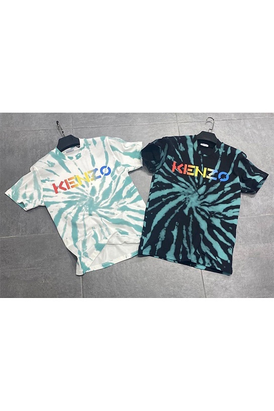 Мужская белая футболка Kenzo Logo Tie-Dye