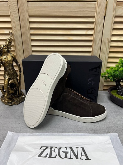 Замшевые кроссовки Ermenegildo Zegna Triple Stitch low-top - Brown   