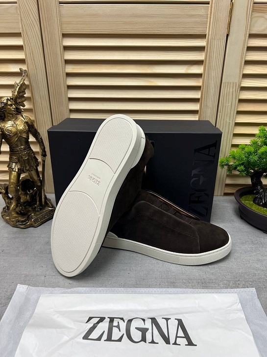 Замшевые кроссовки Ermenegildo Zegna Triple Stitch low-top - Brown