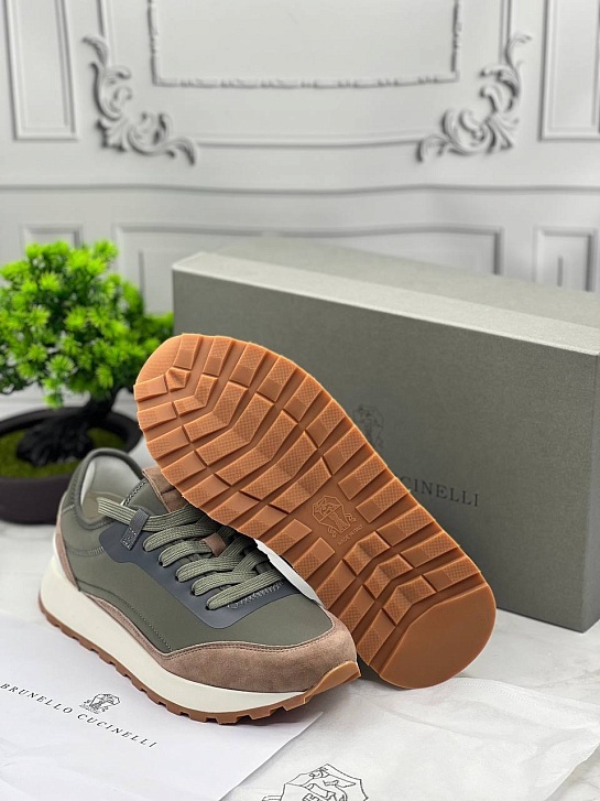 Мужские комбинированные кроссовки Brunello Cucinelli