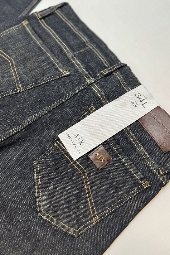 Мужские тёмно-синие джинсы Armani Exchange logo-patch