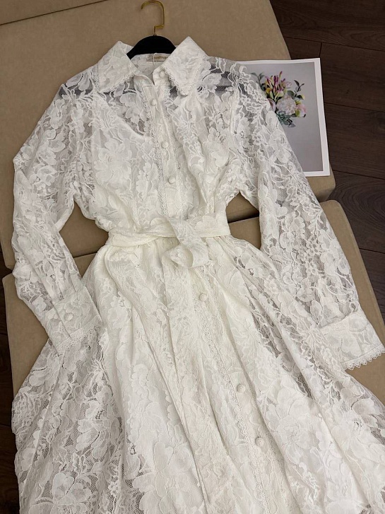 Женское кружевное платье белого цвета Zimmermann premium