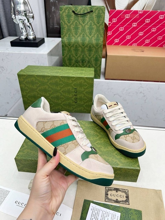 Женские комбинированные кроссовки Gucci GG Screener Premium