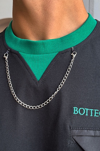 Чёрная оверсайз футболка Bottega Veneta Chain   