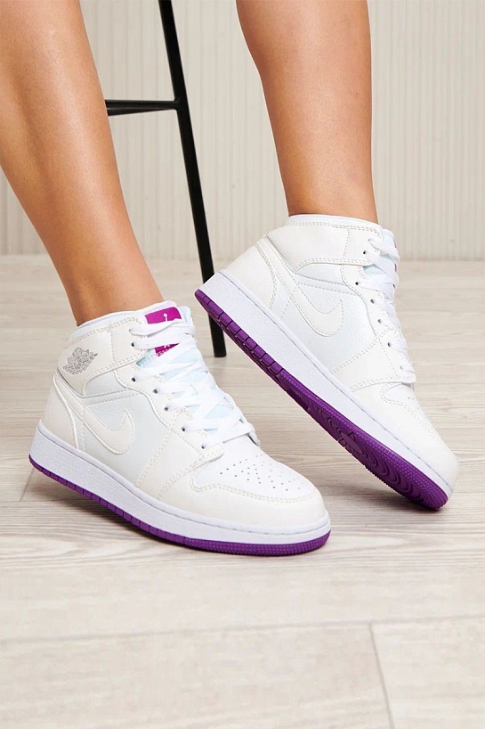 Женские кроссовки Nike Dunk High -  White / Purple
